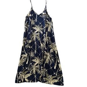 Nordstrom Rack navy blue & tan palm tree maxi dress